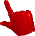 Pixel drawing of a computer cursor shaped like a hand pointing at the 'toggle dark mode' button in the image underneath